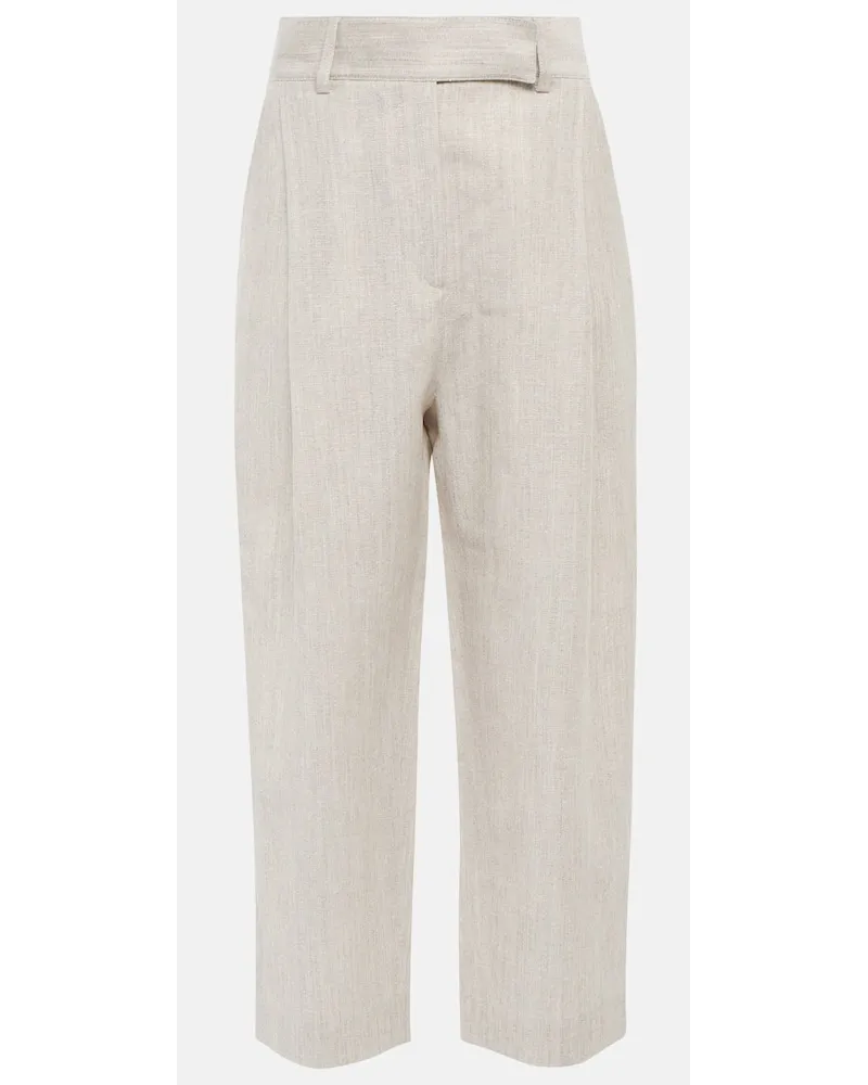 Totême Hose aus Wolle und Leinen Grau
