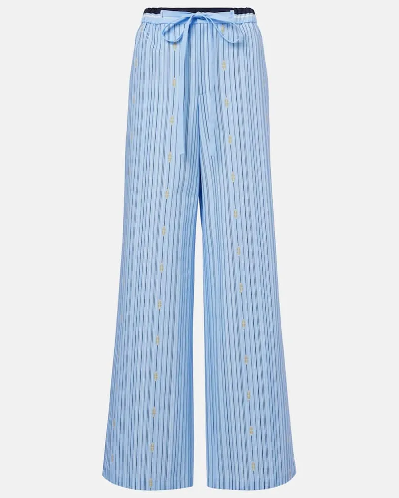 Gucci Palazzo-Hose Horsebit aus Baumwolle Blau