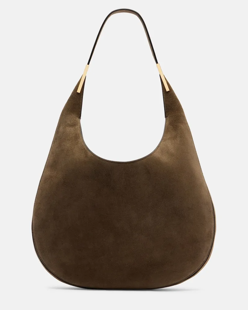 SAVETTE Schultertasche Florence aus Veloursleder Grün