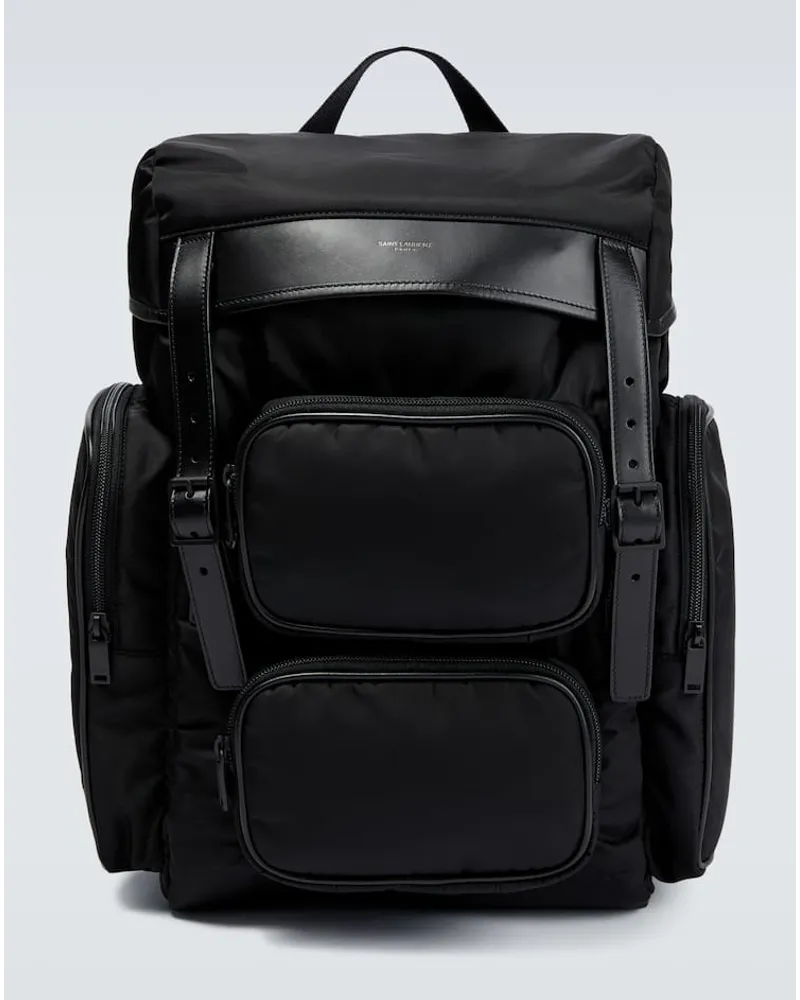 Saint Laurent Rucksack City mit Leder Schwarz