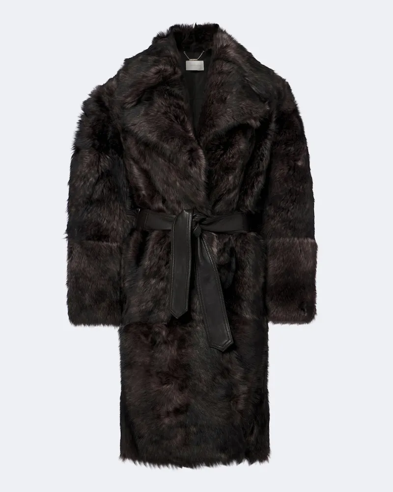 Zimmermann Mantel Valiant aus Shearling mit Leder Braun