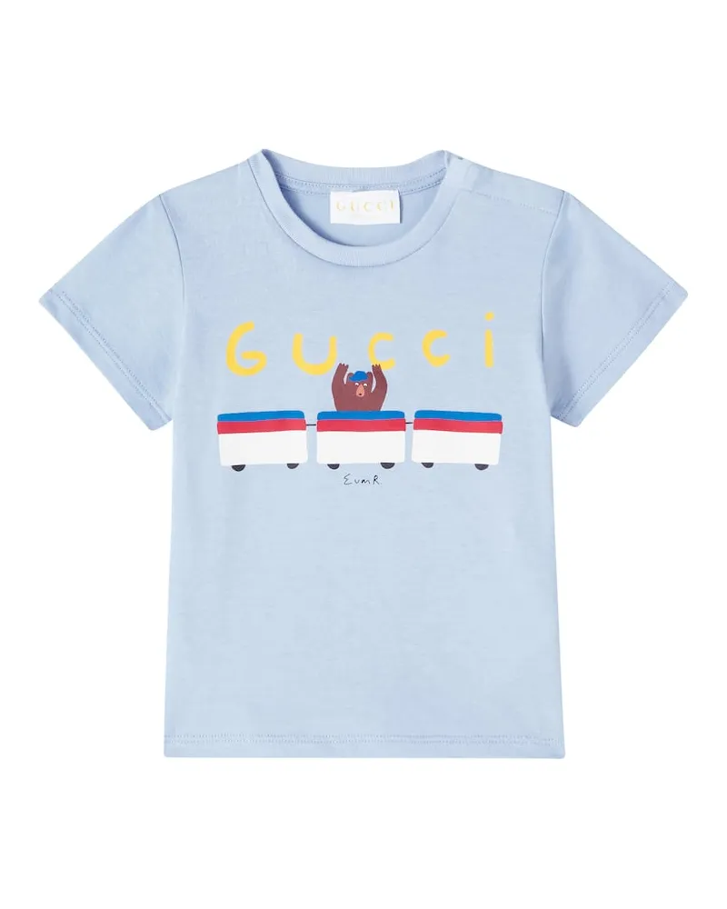 Gucci X Euan Roberts Baby T-Shirt aus Jersey Blau