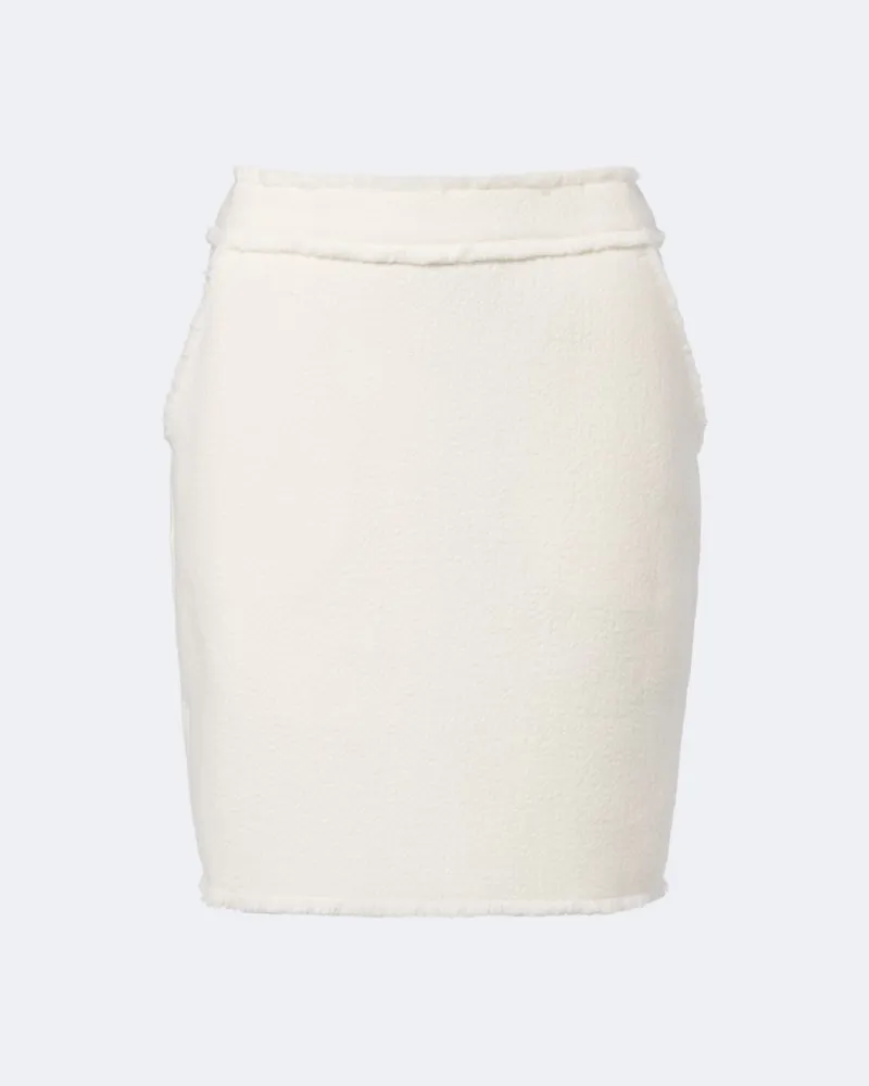 Max Mara Minirock aus Schurwoll-Jersey Weiß
