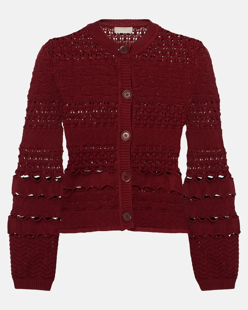 Elie Saab Cardigan aus Häkelstrick Burgund