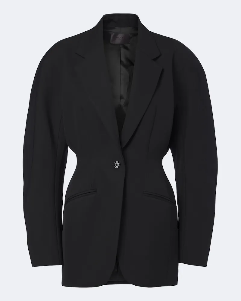 Thierry Mugler Blazer Grain de Poudre aus Schurwolle Schwarz