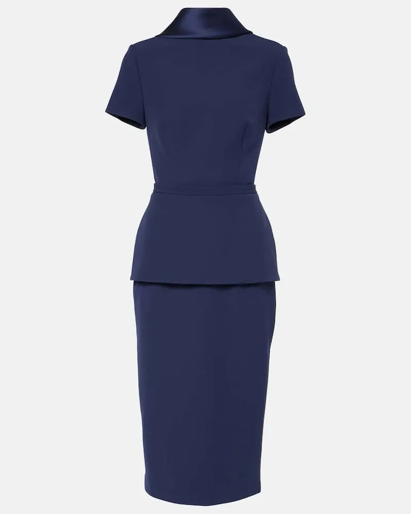 Safiyaa Midikleid aus Crêpe mit Satin Blau