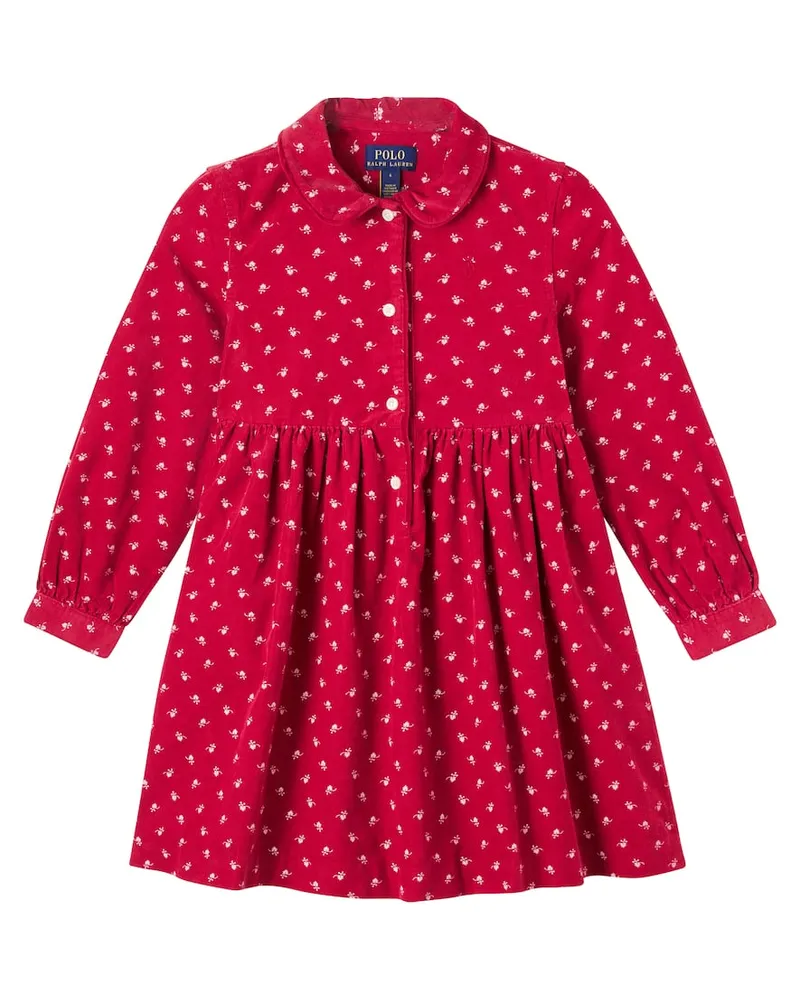 Ralph Lauren Kleid aus Baumwoll-Cord Rot