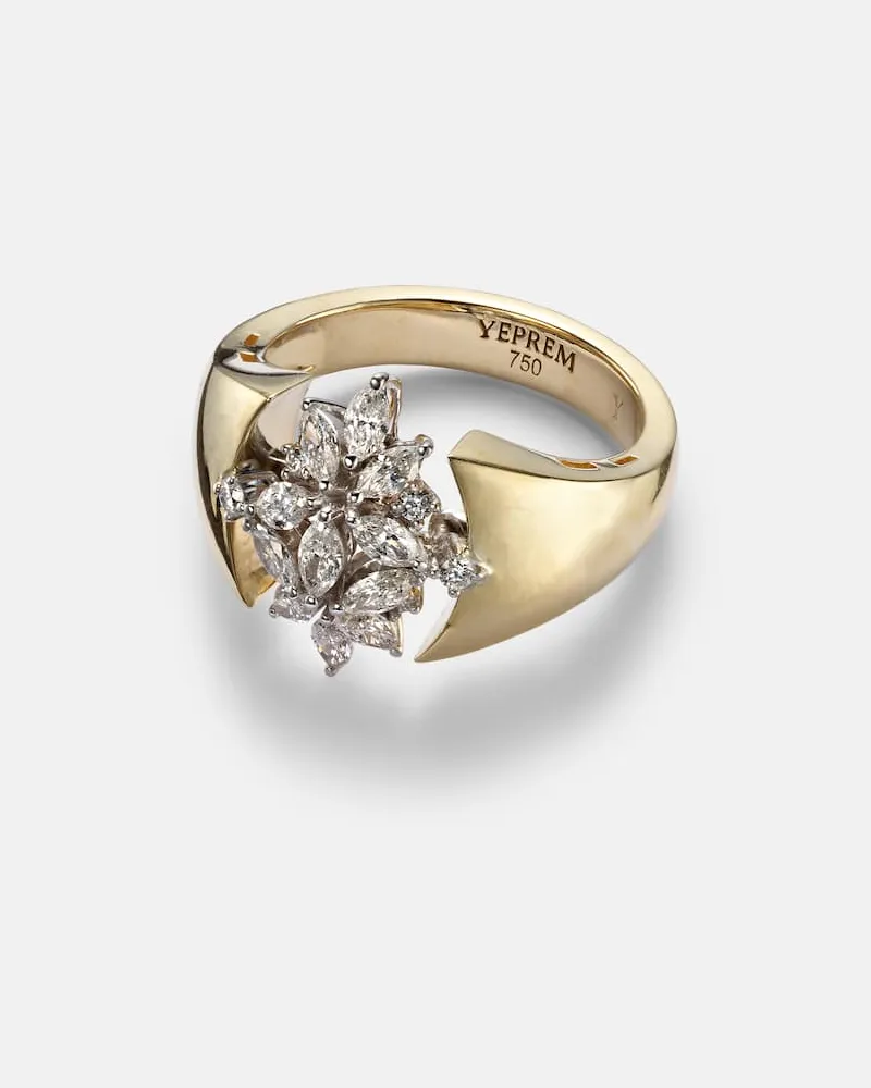 YEPREM Ring Golden Strada aus 18kt Gelbgold mit Diamanten Gold