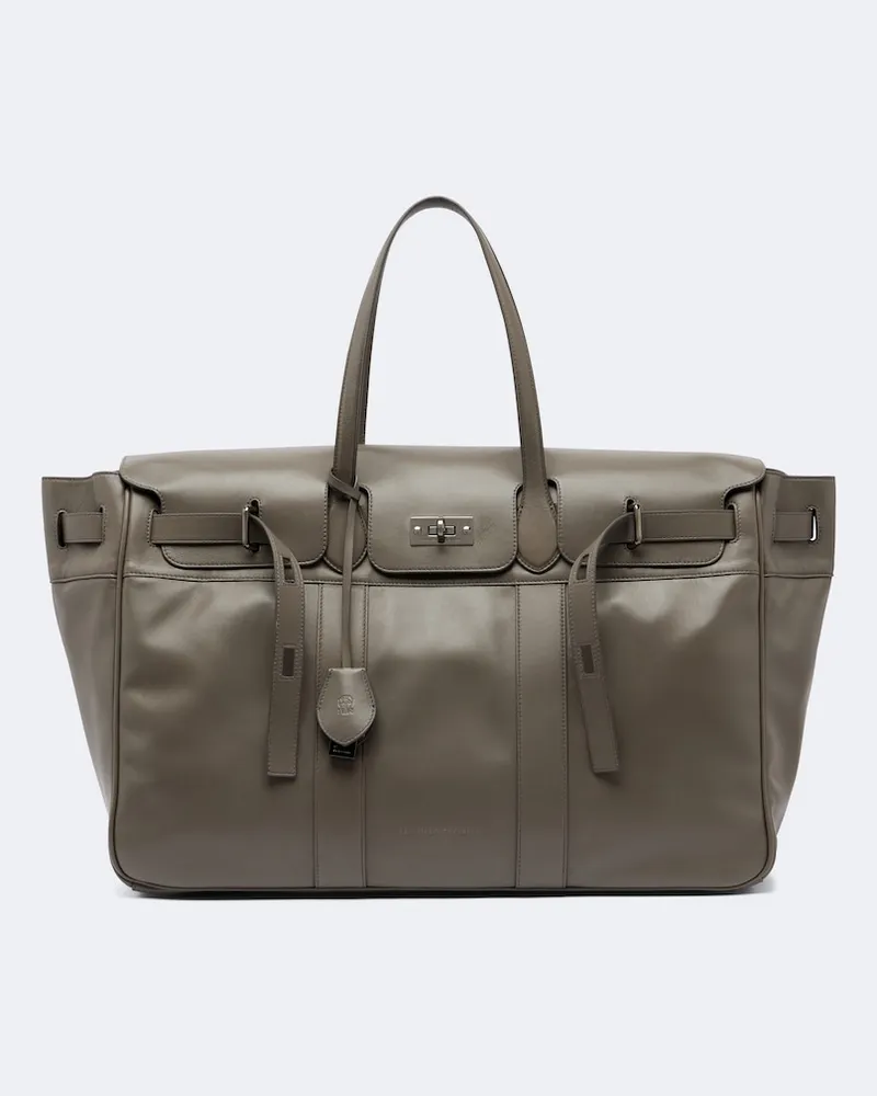 Brunello Cucinelli Weekender aus Leder Grau