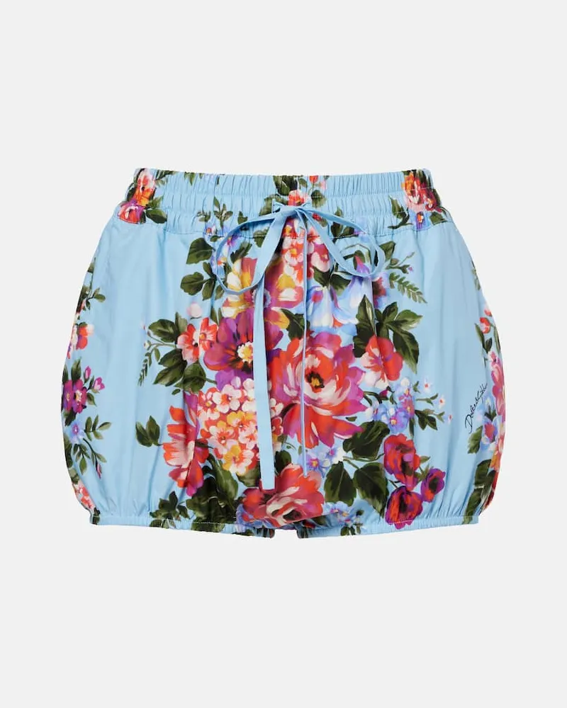 Dolce & Gabbana Bedruckte Shorts aus Baumwollpopeline Blau