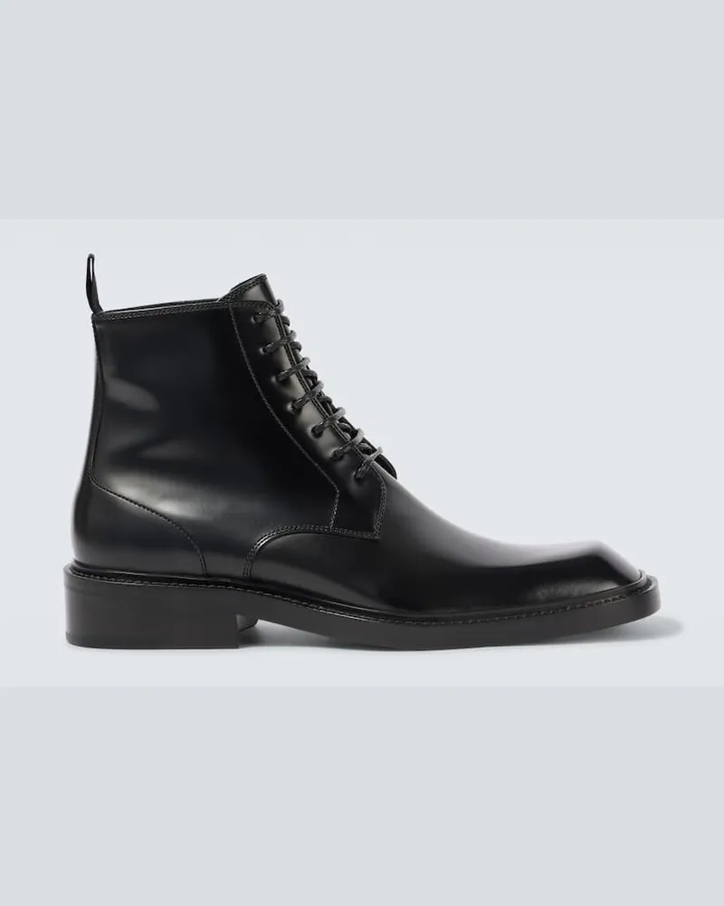 Saint Laurent Schnürstiefel Ian aus Leder Schwarz