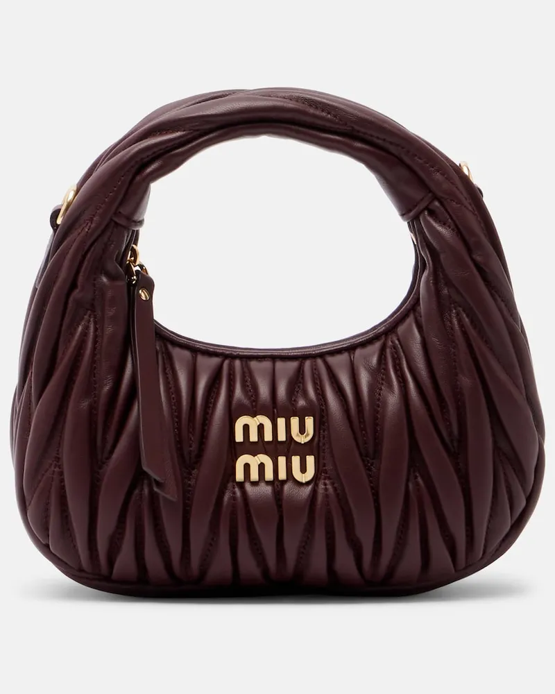 Miu Miu Tote Wander Mini aus Matelassé-Leder Burgunderrot