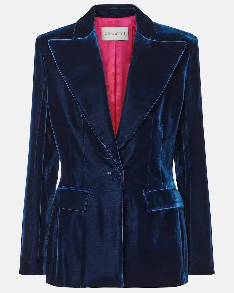 Nina Ricci Blazer Fluid aus Samt Blau