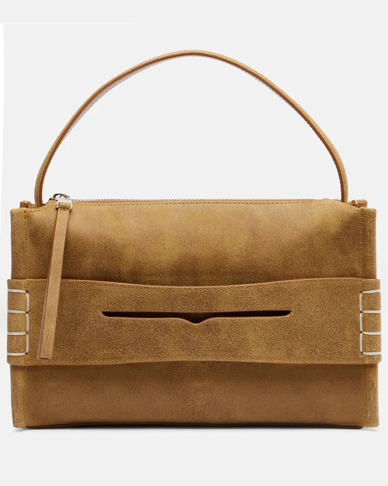 J.W.Anderson Schultertasche Loafer Small aus Veloursleder Beige