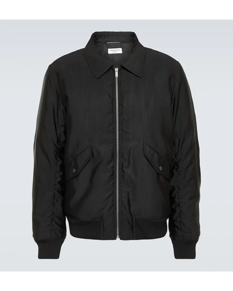 Saint Laurent Bomberjacke aus Faille Schwarz