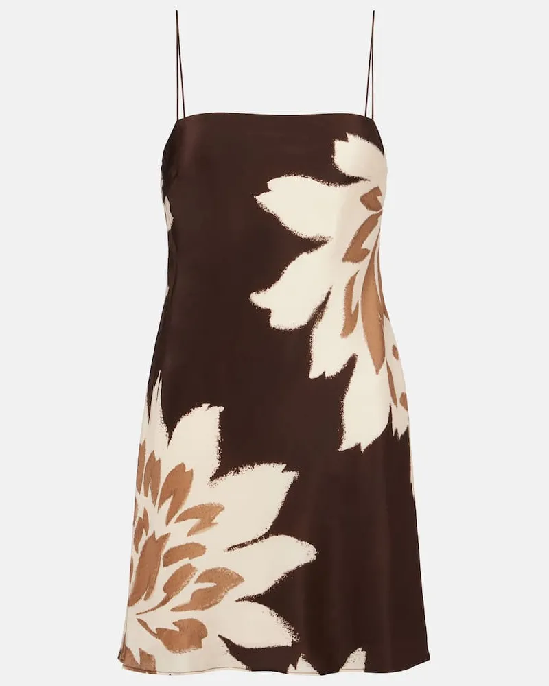 SIR Bedrucktes Slipdress aus Seidensatin Braun