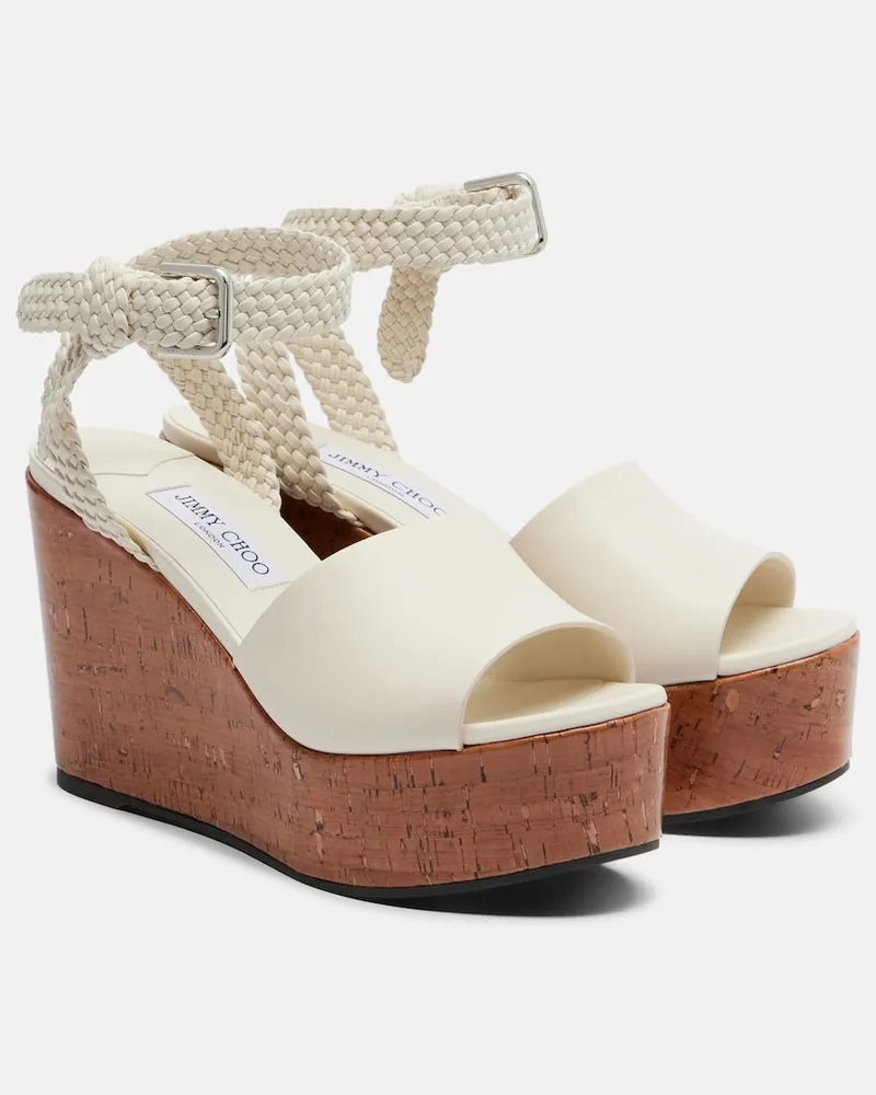 Jimmy Choo Wedge-Sandalen Jory aus Leder Weiß