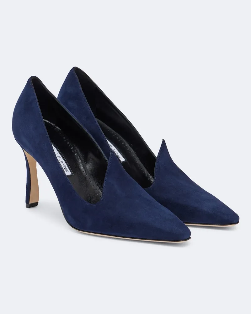 Manolo Blahnik Pumps Maldite aus Veloursleder Blau