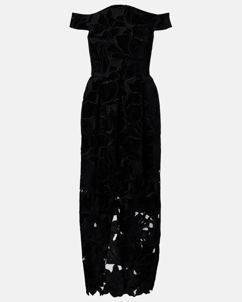 Erdem Cocktailkleid aus Samt und Tüll Schwarz