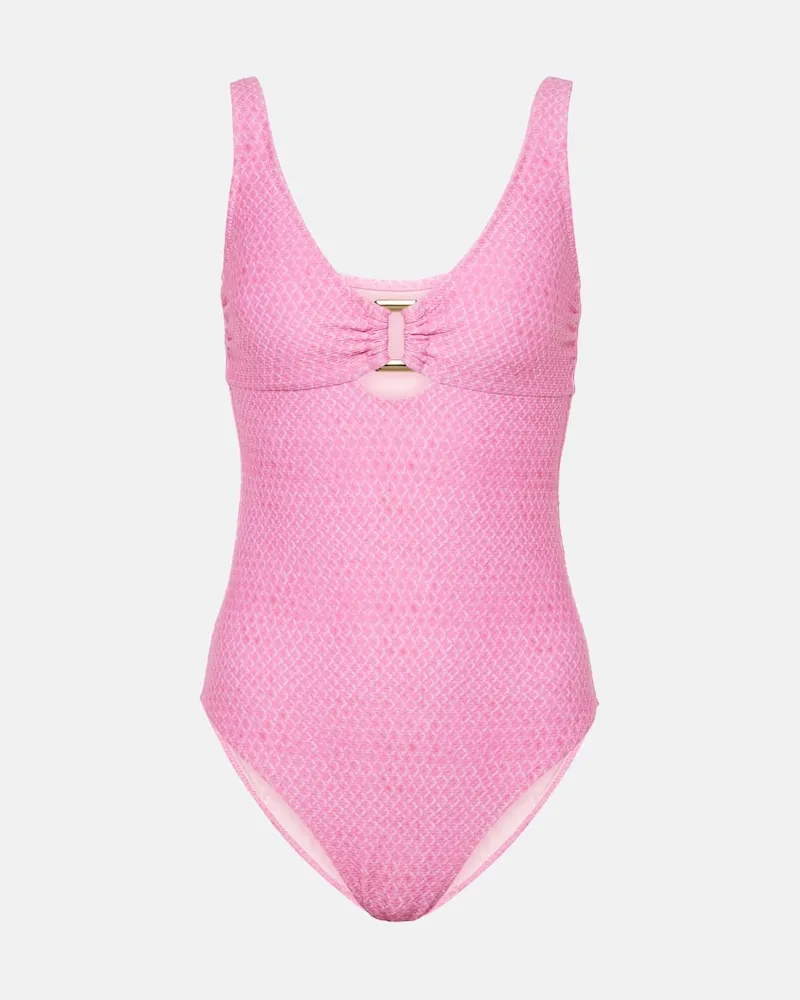 Heidi Klein Bedruckter Badeanzug Pink