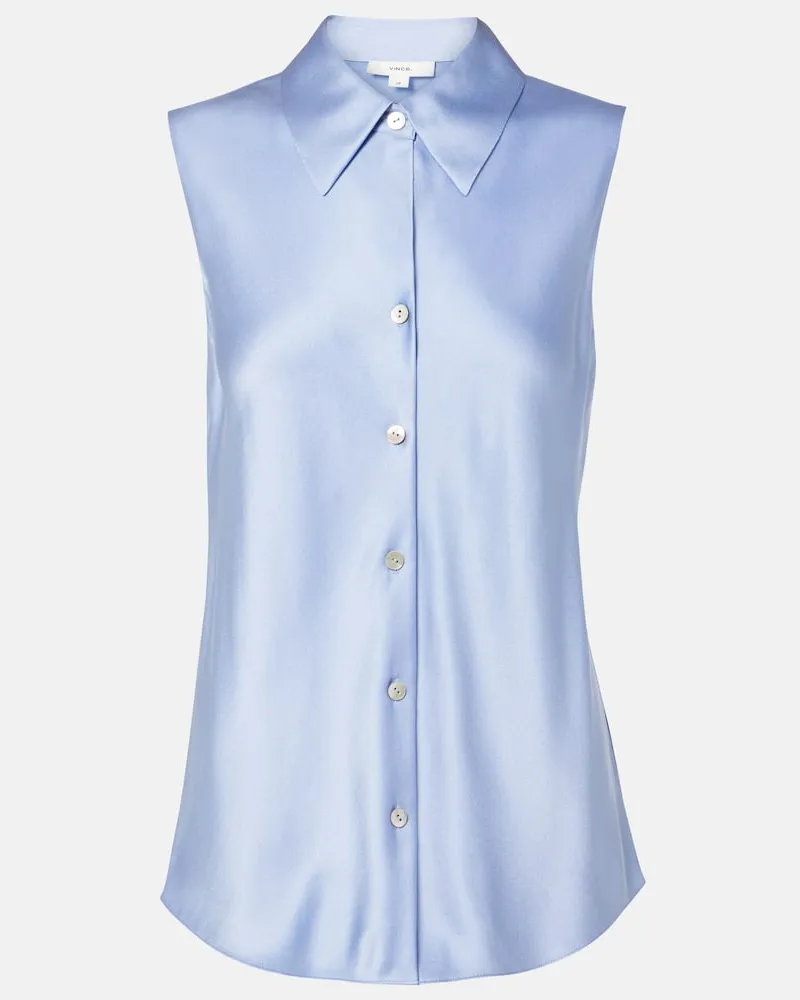 Vince Bluse aus Seidensatin Blau