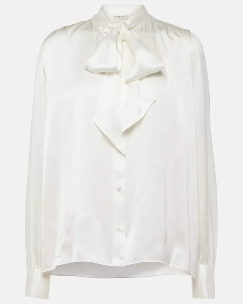 Alessandra Rich Schluppenbluse aus Seidensatin Weiß