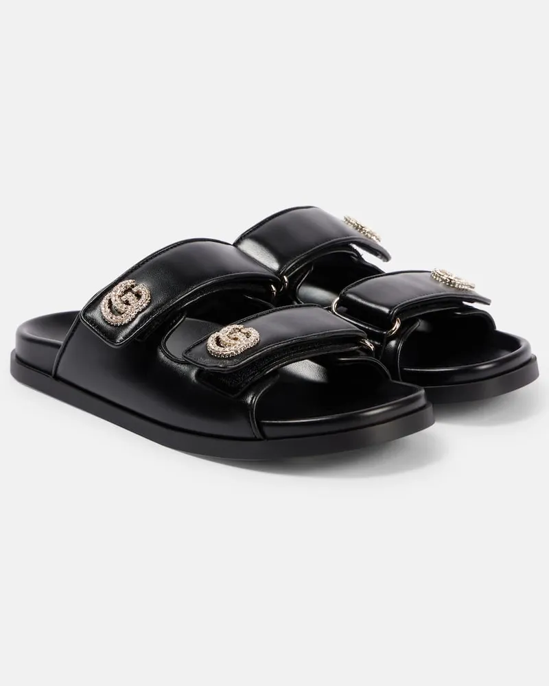 Gucci Sandalen New Marmont GG aus Leder Schwarz