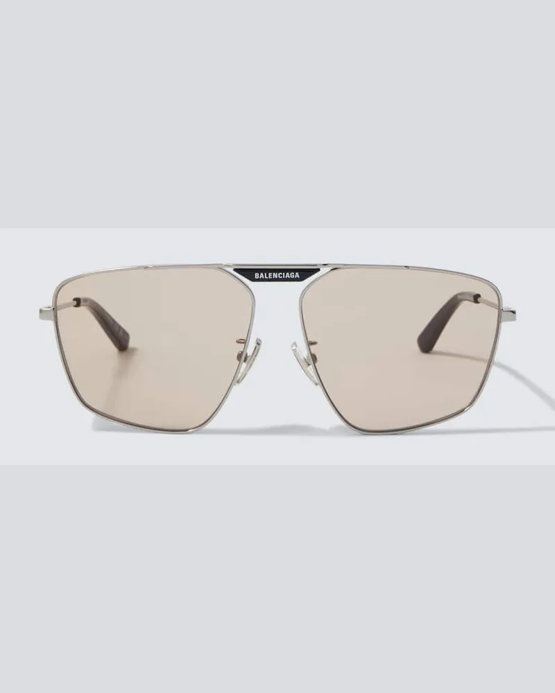 Balenciaga Aviator-Sonnenbrille Tag 2.0 Silber