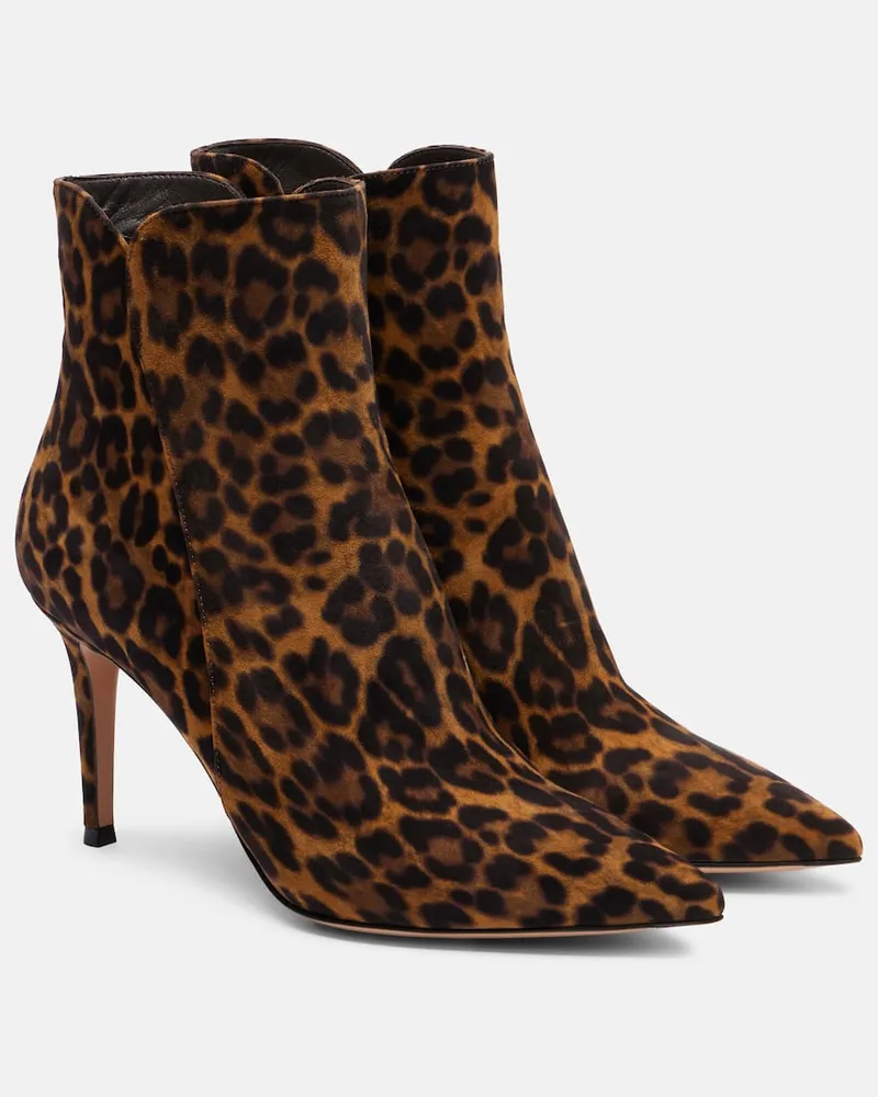 Gianvito Rossi Ankle Boots Levy 85 aus Veloursleder Braun