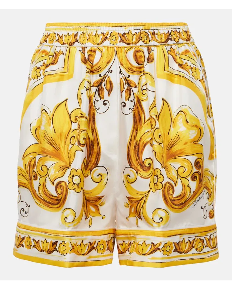 Dolce & Gabbana Shorts Majolica aus Seide Multicolor