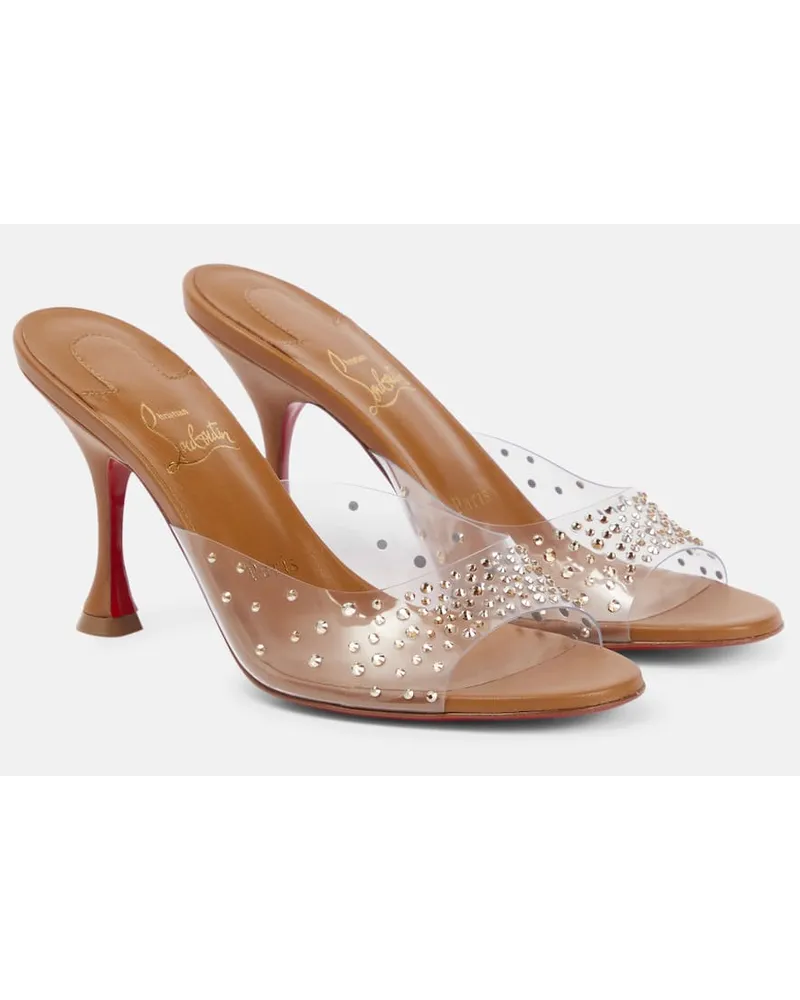 Christian Louboutin Nudes Verzierte Pantoletten Degramule Braun