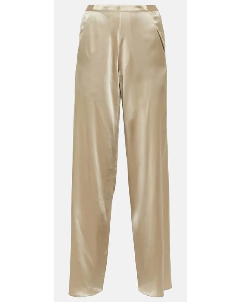 Christopher Esber Gerade Hose aus Seidensatin Beige