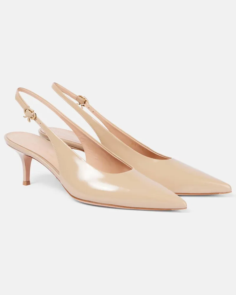 Gianvito Rossi Slingback-Pumps Robbie 55 aus Lackleder Beige