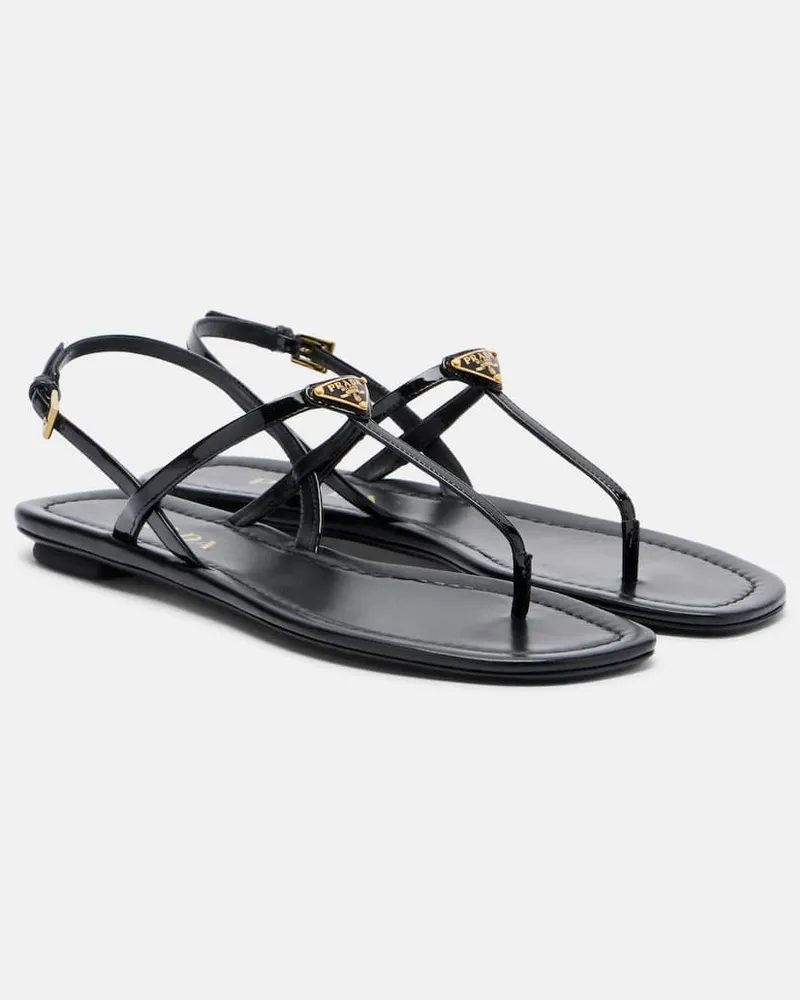 Prada Sandalen aus Lackleder Schwarz