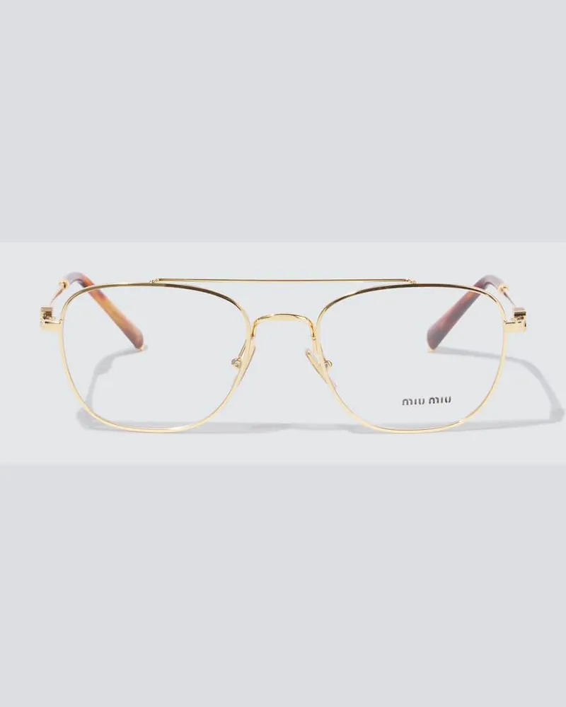 Miu Miu Aviator-Brille Gold