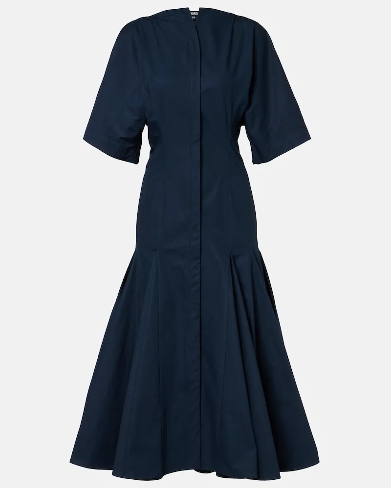 Jacquemus Midikleid Moisson aus Baumwollpopeline Blau