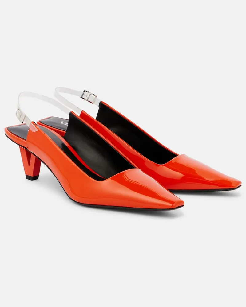 Versace Slingback-Pumps aus Lackleder Orange