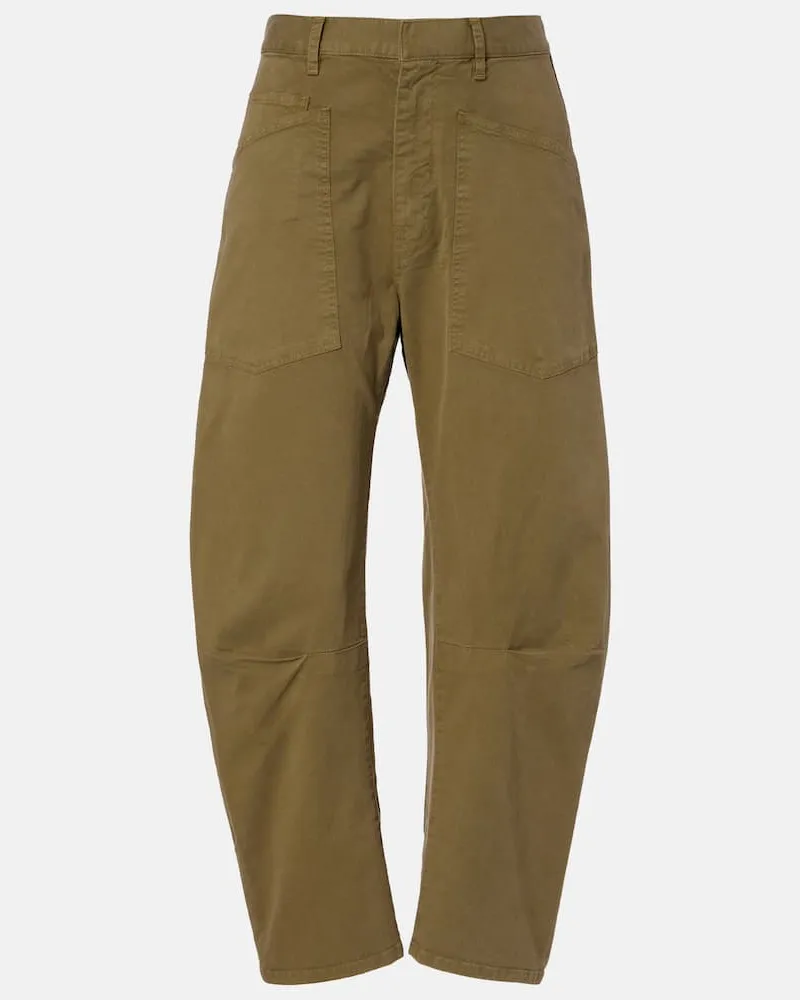 Nili Lotan Barrel-Hose Shon aus Baumwoll-Twill Grün