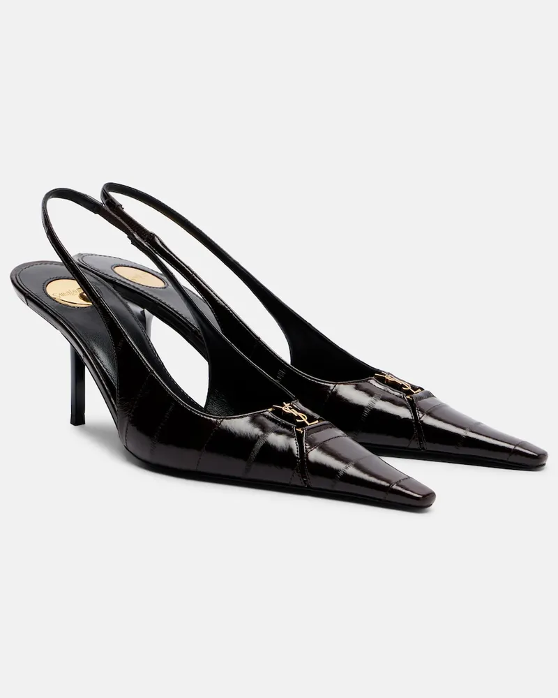 Saint Laurent Slingback-Pumps Babylone aus Leder Braun