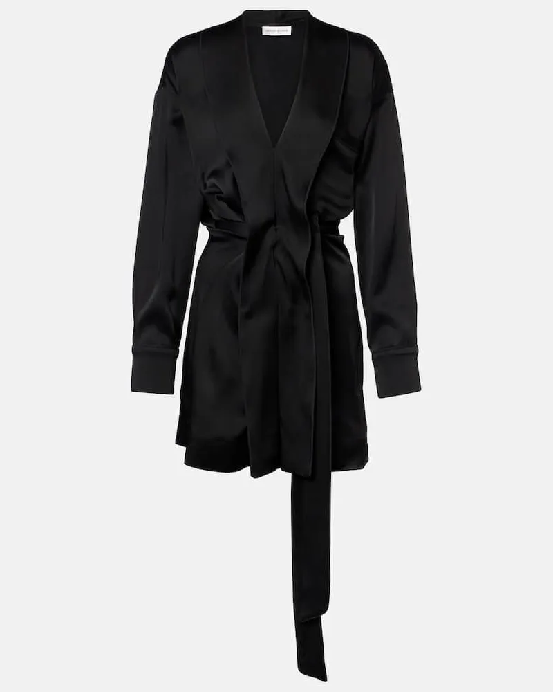 Victoria Beckham Wickelkleid aus Satin Schwarz