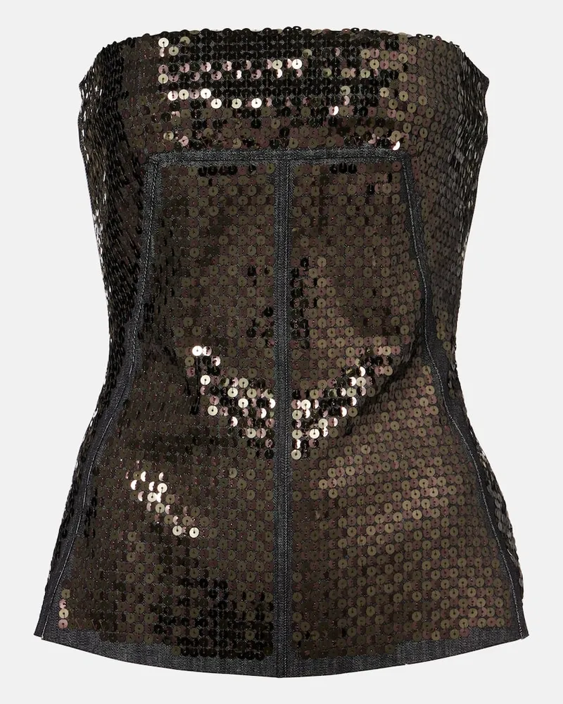 Rick Owens Bustier-Top aus Denim mit Pailletten Schwarz