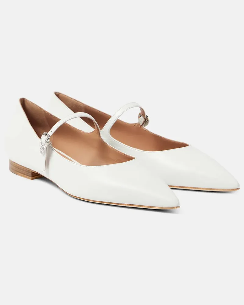 Malone Souliers X Tabitha Simmons Mary-Jane-Ballerinas Kate aus Leder Weiß