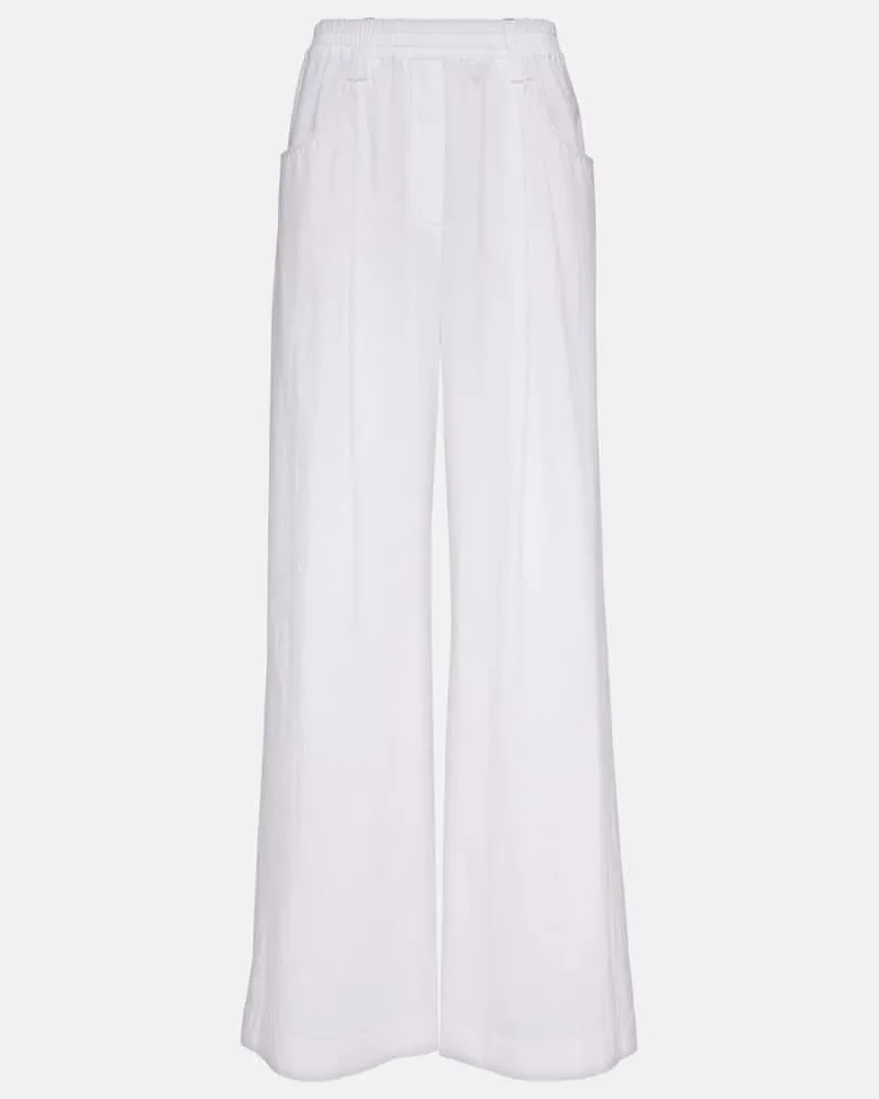 Brunello Cucinelli Weite High-Rise-Hose aus Baumwolle Weiß