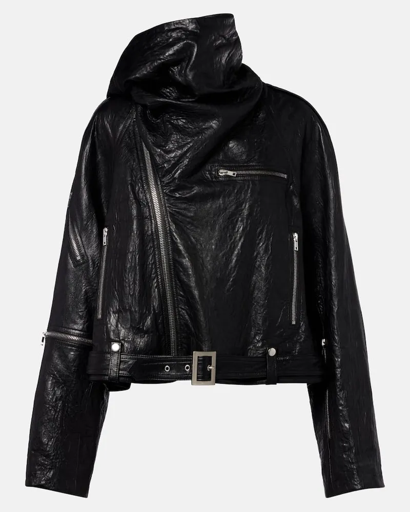 Rick Owens Bikerjacke Scarf Light aus Leder Schwarz