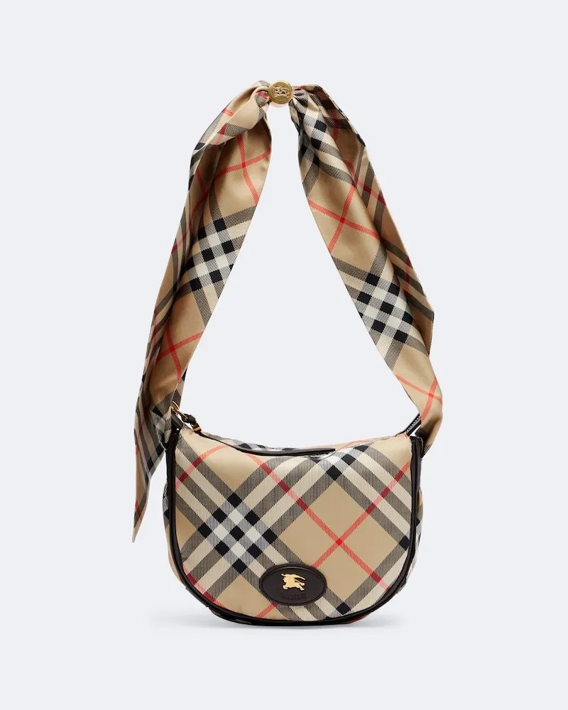 Burberry Schultertasche Burberry Check aus Seidentwill Beige