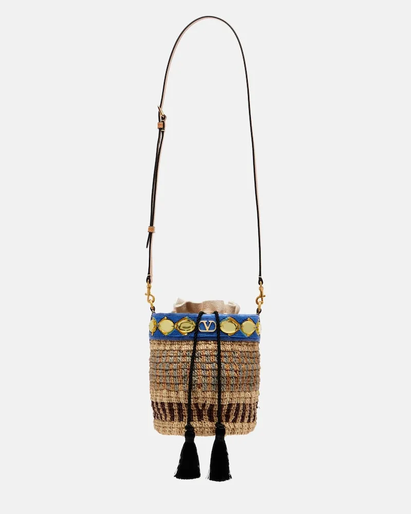 Valentino Garavani Bucket Bag VLogo Small mit Kristallen Multicolor