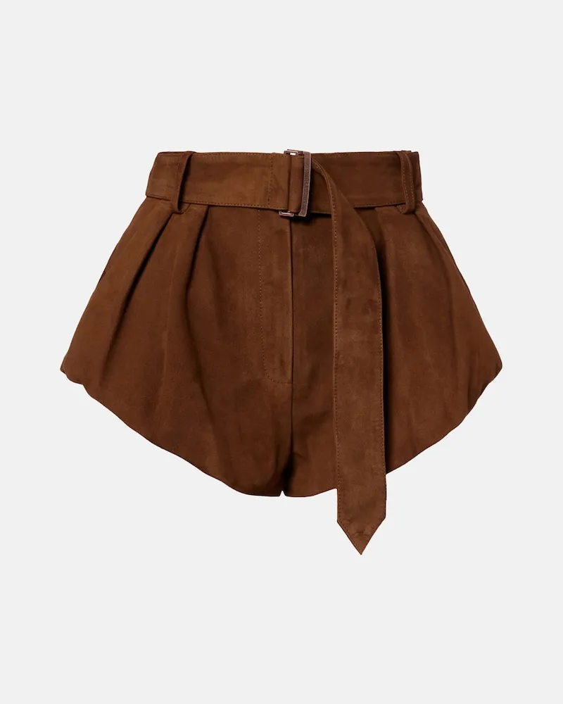 Magda Butrym Shorts aus Veloursleder mit Gürtel Braun