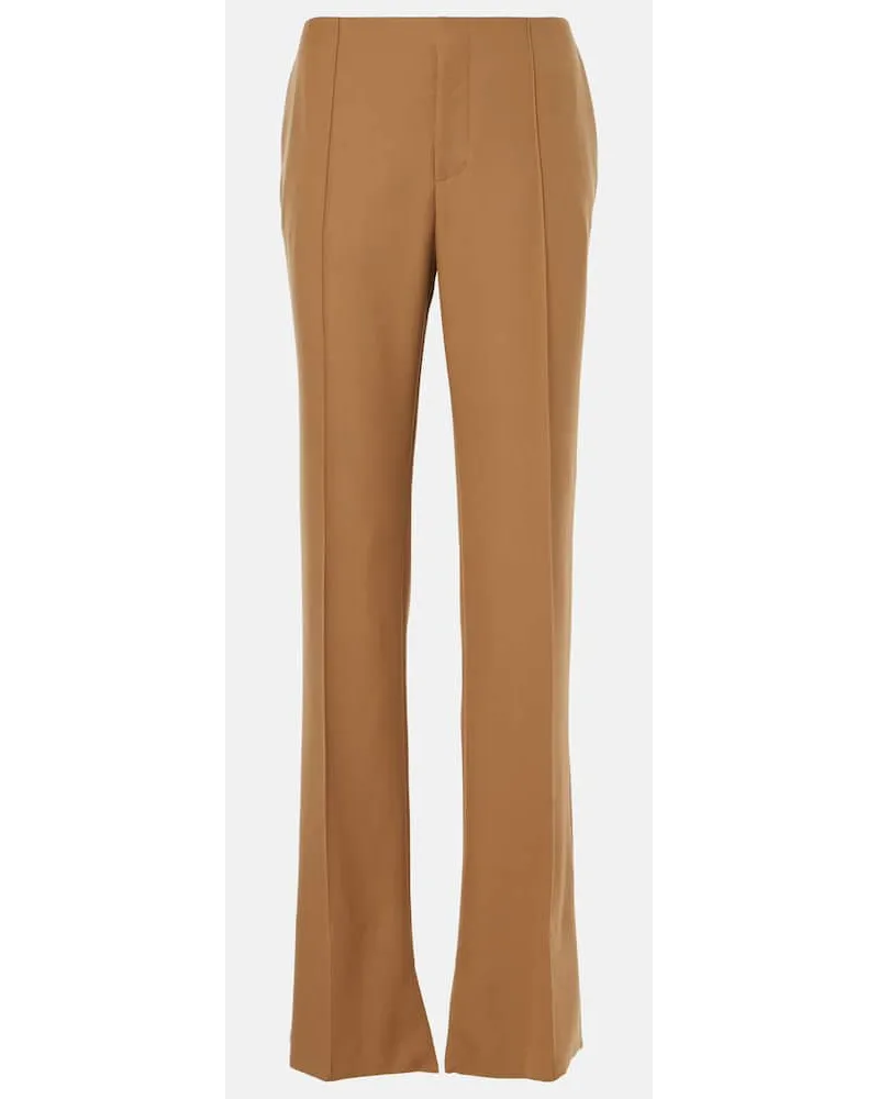 Chloé Chloé Gerade Mid-Rise-Hose aus Wolle Braun