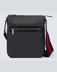 Gucci Schultertasche Web Stripe GG aus Canvas Schwarz