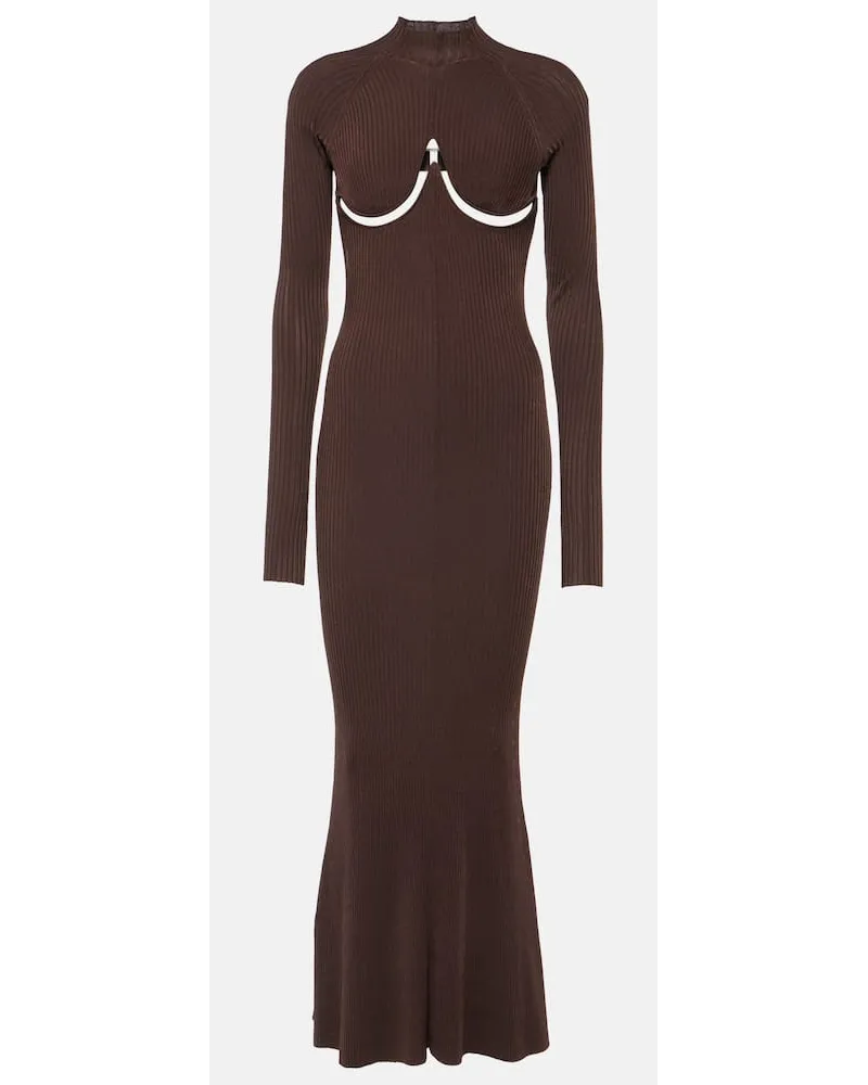 Dion Lee Maxikleid Double Underwire aus Rippstrick Burgund